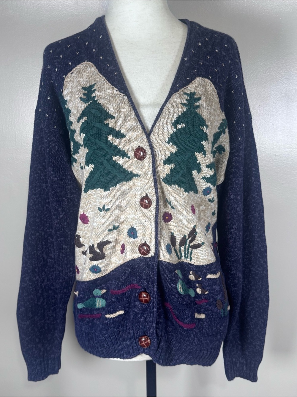 Northern Reflections Embroidered Nature Ducks Vintage 90s Cabincore Sweater Sz M
